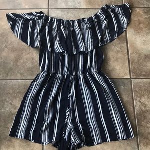 Never worn fashionable stripe romper !